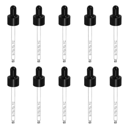 PATIKIL Glass Eye Dropper w/Measurement mark for 1.7oz Glass Bottles 10Pcs - color: Black/Black Top, size: 1.7oz
