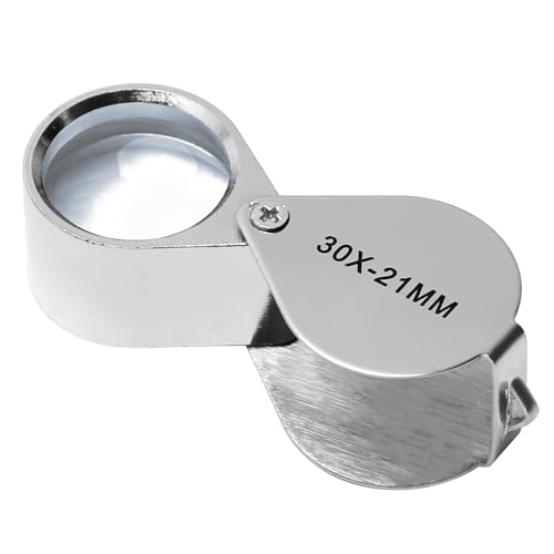 Othmro 1Pcs 30X Magnifying Glass, Diameter 0.83inch Mini Microscope Jewelry Eye Loupe Magnifier, Silver Magnifying Glass Powerful Doublet, Chrome Plated, Round Body Jewel Loupe for Stamps - color: B 30x/21mm