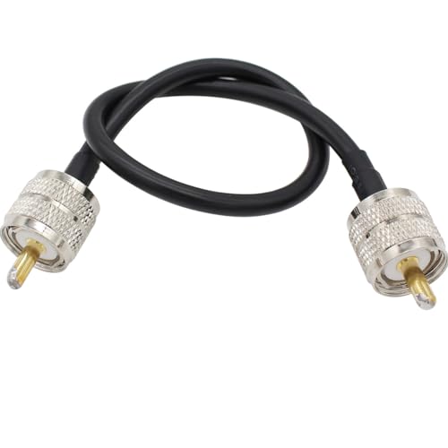 exgoofit PL259 Male to Male Adapter Cable Low Loss Digital Coax UHF Jumper Cable 12 inch RG58 for HAM & CB Radio,Antenna Analyzer,Dummy Load,SWR Meter - size: 1-PACK