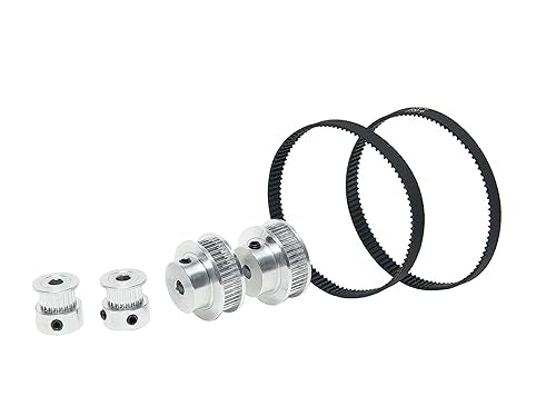 2PCS Set 2GT Aluminum Timing Pulley 20&40 Teeth 6.35mm Bore Synchronous Wheel with 2PCS Length 200mm Width 6mm Belt (20-40T-6.35B-6) - size: 6.35MM Bore, style: 20-40T-6.35B-6MM