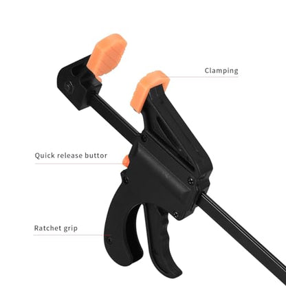 4 Inch Bar Clamps for Woodworking, 5 Pcs Trigger Quick Grip Clamps, One Handed Ratchet Wood Working Clamp, Mini Small Bar Woodworking Clamps for Wood Gluing Crafts (4Inch) - size: 4Inch