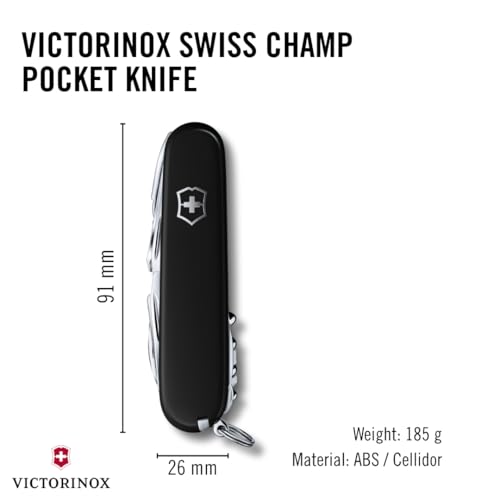 Victorinox Swiss Army Swiss Champ Pocket Knife (Black), 91mm - color: Black, style: SwissChamp