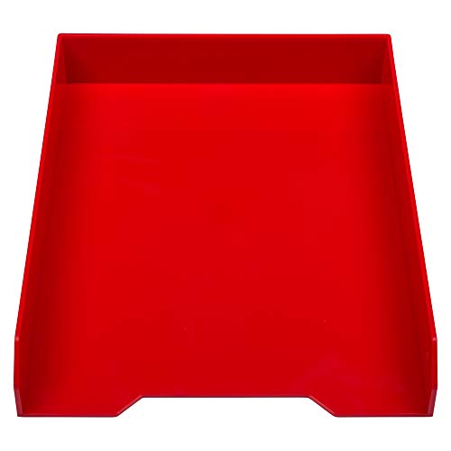 JAM PAPER Stackable Paper Trays - Red - Desktop Document, Letter, & File Organizer Tray - 2/Pack - color: Red, size: Pack of Two (2) Trays