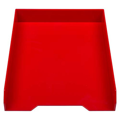 JAM PAPER Stackable Paper Trays - Red - Desktop Document, Letter, & File Organizer Tray - 2/Pack - color: Red, size: Pack of Two (2) Trays