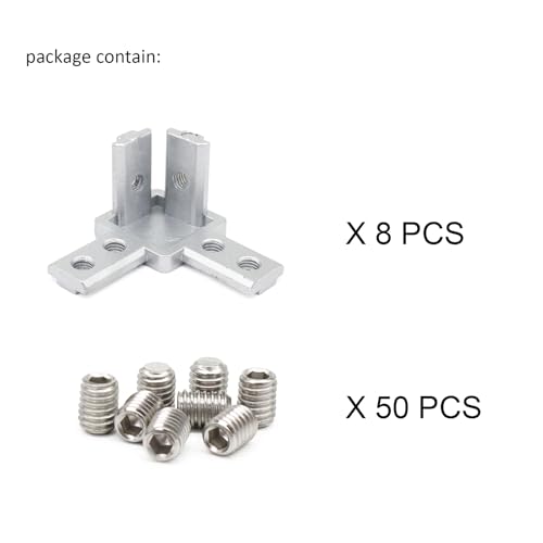 8Pcs 10 Series Aluminum Extrusion Profile Tri Bracket 3-Way End Corner Right Angle 1" x 1" 1 Inch Connector with Screws for 1010 Extruded Aluminium Esquina Profil - style: 8 sets 3 way bracket with m5