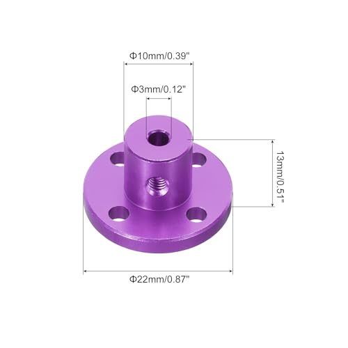 MECCANIXITY 4pcs 3mm Bore Rigid Purple Flange Coupling Connector Aluminum Motor Bearing Shaft Mounting Hub with Wrench for DIY RC Model Motors - color: Purple, size: 3mm