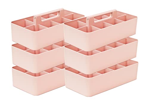 -Large Portable Caddy, DIY Dividers, 8 Compartments, Basket with Handle Storage Organizer Modern Made in USA (6 PACK, Indie Pink) - color: Indie Pink, size: 6 PACK