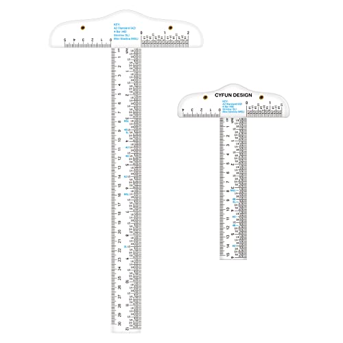 CYFUN DESIGN 12" 6" Acrylic T-Square Ruler Precision Marking T Square Ruler, 3 Pack, Transparent, T Ruler, for Crafting Drafting and General Layout Work Art Framing & Drafting Scrapbooking Crafting - color: 1PCS 6" and 1PCS 12" T-Ruler