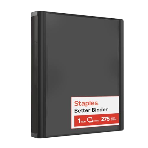 Staples Better 1-Inch D-Ring Binder, Heavy-Duty, Black, 275 Sheets - color: Black, size: 1-Inch