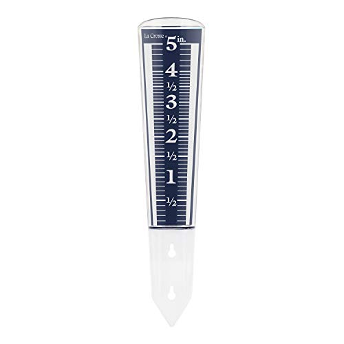 La Crosse 704-1531 Large Magnifying Easy Read 5-Inch Capacity Acrylic Rain Gauge, Black-Blue, Black-Blue - color: Black-blue