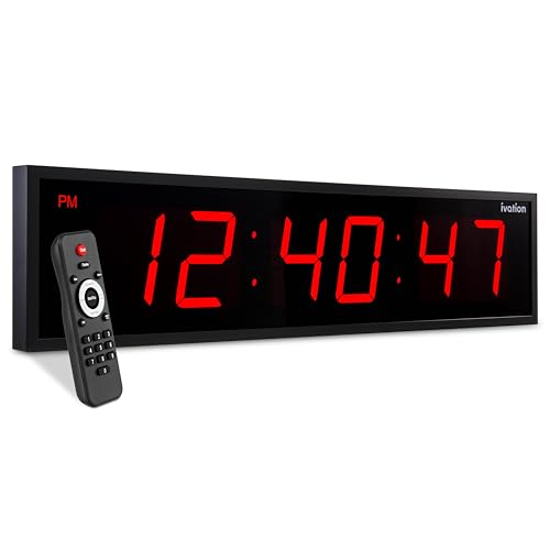 Ivation Oversized Digital Wall Clock with Large LED Display & Timer, 36" - color: Red, size: 36" Inch