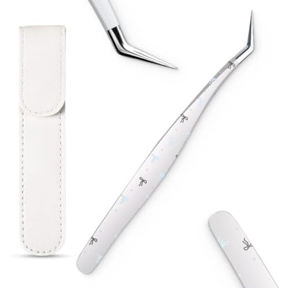 Craft Tweezers, Precision Tweezer with Leather Pouch for Stickers - color: Silver