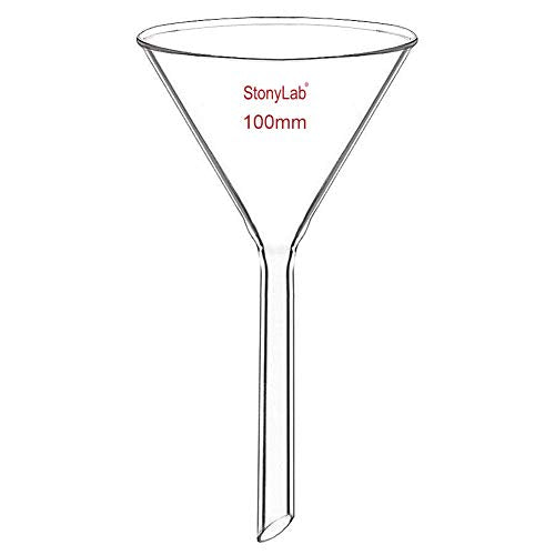 stonylab 1-Pack Glass Funnel, Heavy Wall Borosilicate Glass Funnel, 100mm Diameter and 100mm Stem Length - size: 100mm Diameter and 100mm Stem