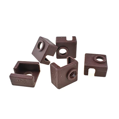 Hahiyo 3D Printer Silicone Sock Cover Help Heat Stabilize Cooling Hold Secure Easy Clean Replace for Mk7/8/9 Hotend Extruder Creality Ender 3/3 5/5 Pro Cr-10/10s Anet A8 5pcs Brown - size: 3D PrinterSilicone-MK8-Brown-5Pcs