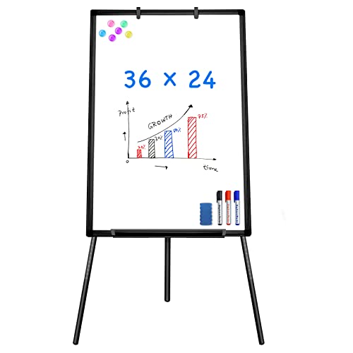 Maxtek Easel Whiteboard 36 x 24, Stand Tripod with Height Adjustable, Black - style: 36x24 Black