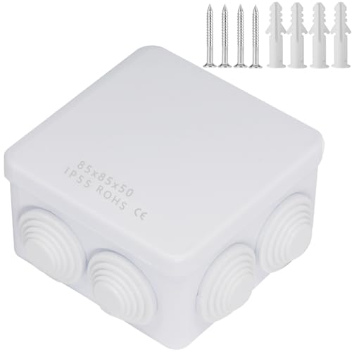 Zulkit Junction Box ABS Plastic Dustproof Waterproof IP55 Universal Electrical Boxes Project Enclosure White 3.4 x 3.4 x 2 inch (85 x 85 x 50mm) - size: 3.4" x 3.4" x 2"