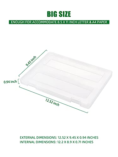 Denkee 4 Pack A4 Paper Organizer Box, Plastic Scrapbook Paper Organizer Containers for Craft and Arts Storage, Portable Board Game Storage for Art Supplies 8.5" x 11" US Letter - size: 8x10/16x20, 4 pack