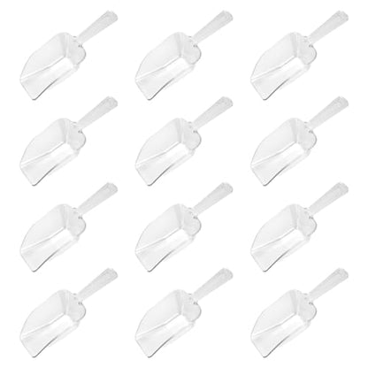 12 Pcs Clear Plastic Ice Scoop, Medium Multi Purpose Plastic Ice Scoop Sets, Ices Cube Scoops for Freezer Ices Machine Dry Goods Canisters Candy Buffet Kitchen Food Coffee Wedding Desserts（6.7 Inch） - color: Transparent