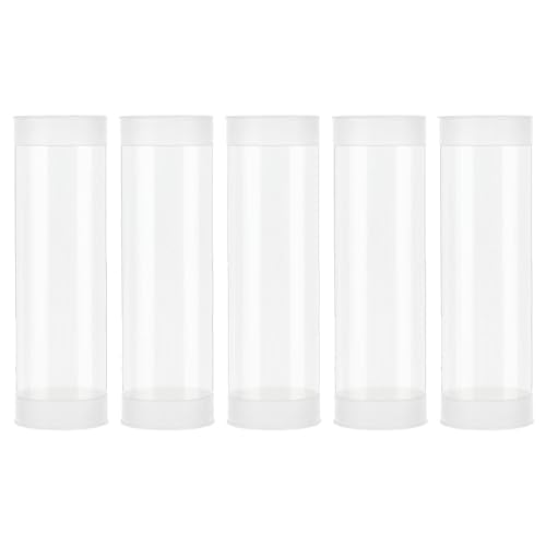 OLYCRAFT 5 Set Transparent Plastic Storage Tubes 2.4x8.1 Inch Test Bottle Organizers Boxes with Lid Plastic Transparent Hollow Tube Plastics Clear Hollow Tube for Beads Bath Salt Wedding Storage - size: 2.4x8.1 Inch