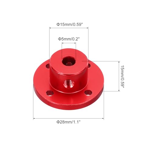 MECCANIXITY 4pcs 5mm Bore Rigid Red Flange Coupling Connector Aluminum Motor Bearing Shaft Mounting Hub with Wrench for DIY RC Model Motors - color: Red, size: 5mm