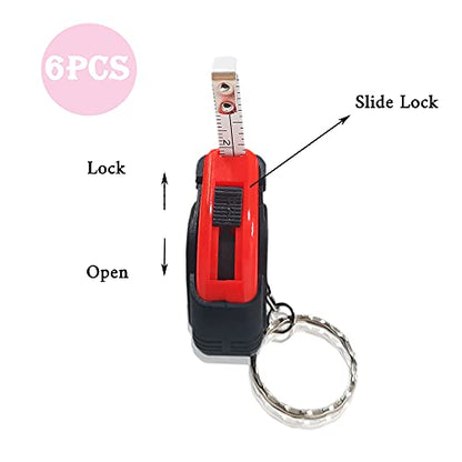 1m/3ft Retractable Kids Tape Measure Mini Keychain Metric/Inch Measuring Tape Portable Tape Ruler with Stable Slide Lock for Body Measuring(6 Pack) - size: 1 m (6 Pack)