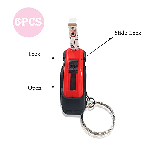 1m/3ft Retractable Kids Tape Measure Mini Keychain Metric/Inch Measuring Tape Portable Tape Ruler with Stable Slide Lock for Body Measuring(6 Pack) - size: 1 m (6 Pack)