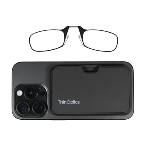 Always With You by ThinOptics Classic Readers + Attachable Glasses Case - color: Black Case / Black Frames