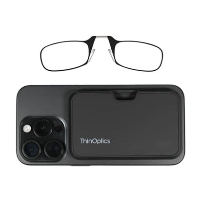 Always With You by ThinOptics Classic Readers + Attachable Glasses Case - color: Black Case / Black Frames