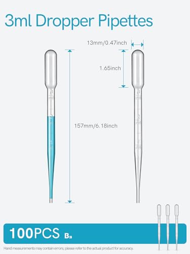 3ML Pipettes Dropper 100PCS, Disposable Plastic Transfer Pipettes - size: 3.0ml-100PCS