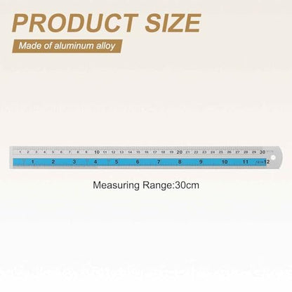 HARFINGTON 4pcs Metal Straight Ruler 30cm Metric SAE Aluminum Alloy Measuring Rulers Scale Tools with Hole for Measure Study Reading Classroom Office, Blue - color: Blue, size: 30cm