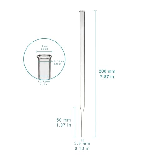 StonyLab Glass Dropper Pipettes, Thick Borosilicate Glass Dropping Pipettes 3ml Non-Graduated Liquid Transfer Pipettes for Laboratory Chemistry, Set of 100