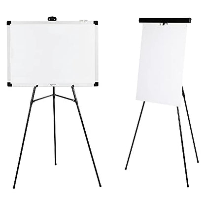 Amazon Basics High Boardroom Height Adjustable Flipchart Whiteboard and Display Easel Stand for Paper Pads and Signage, Portable, Collapsible Telescope Tripod, 37 x 18 x 28 in, Black - style: Heavy Duty Board Easel