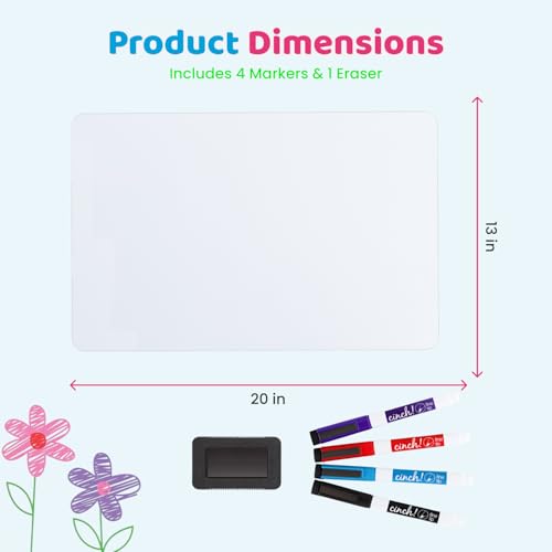 20x13 Stain-Resistant Magnetic Whiteboard for Fridge - Includes 4 Markers and Big Eraser with Magnets - Dry Erase Board - Refrigerator White Board Organizer and Planner (Pack of 2) - size: 20x13 (Pack of 2)