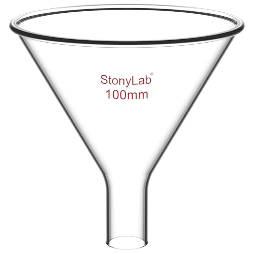 stonylab Glass Powder Funnel, Heavy Wall Borosilicate Glass Short Stem Funnel with 100 mm Top Diameter and 22 mm Stem Length
