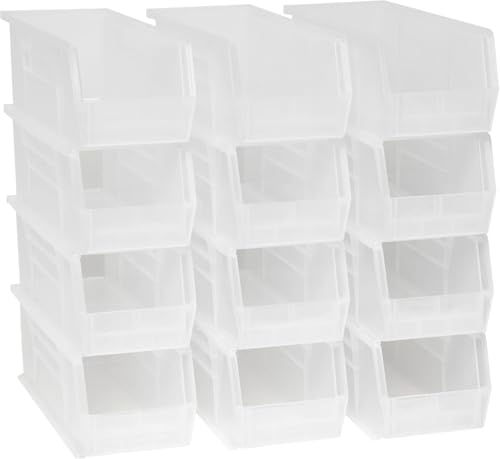 Akro-Mils 30234 AkroBins Plastic Storage Bins, 15"x5"x5", Clear, 12-Pack - color: Clear