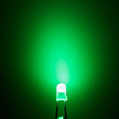 CHANZON 100 pcs 3mm Green Diffused LED Diode Lights (DC 3V 20mA) - color: D) White-green (100pcs)