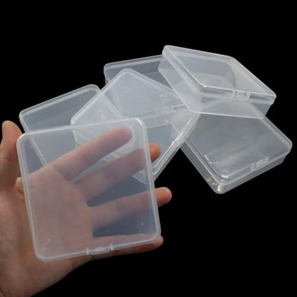 BokWin Mini Plastic Clear Beads Storage Containers Box, 6 Pack - size: 3.7"x3.7"x1.18"