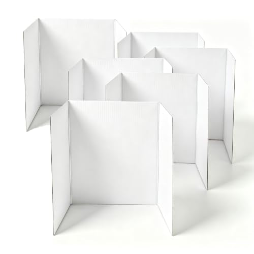 24" x 16", 6-Pack, Trifold Poster Board, White Corrugated Project Boards for Science Fairs, Office & School Projects, Photo Displays Event - size: 1