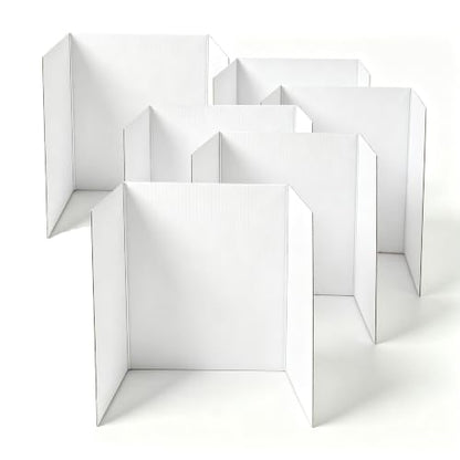 24" x 16", 6-Pack, Trifold Poster Board, White Corrugated Project Boards for Science Fairs, Office & School Projects, Photo Displays Event - size: 1
