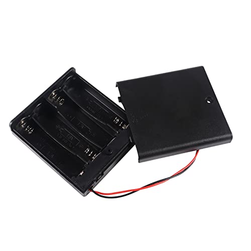 4Pcs 4 Slots 1.5V AA Battery Case Holder 4 x 1.5V AA Battery Spring Clip Storage Box with Wire and ON/Off Switch - size: AA 4 Cell