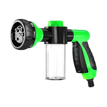 Wevdn Car Wash Nozzle, High Pressure 8 Adjustable Patterns Sprayer with Soap Dispenser, Universal Garden Hose Foam Nozzle for Car Washing and House Cleaning, Car Accessories (Green) - color: Green