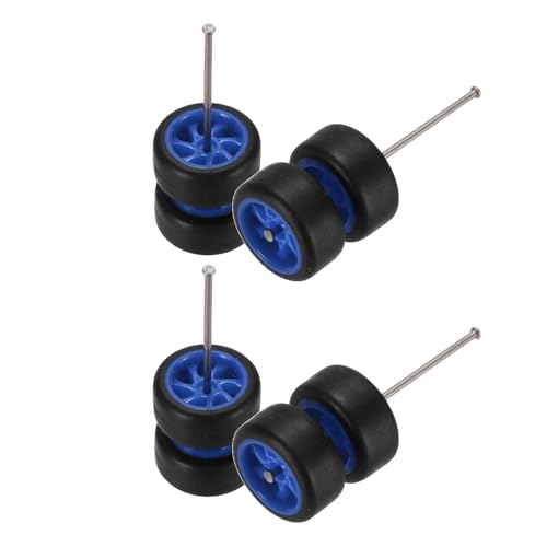 MECCANIXITY 4Set 1/64 Wheels and Tires Set Real Riders 7-Spoke Blue Black