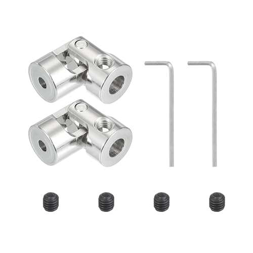 PATIKIL Rotatable Universal Steering Shaft 5mm to 3mm Inner Dia, 2 Pcs U Joint Shaft Coupling U Joints Coupler Connector Accessories with M4 Screws Spanner for Motor Model Robots - size: 5mm-3mm