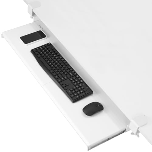 VIVO White Extra Large Clamp-on 34 x 11 in Keyboard Tray, MOUNT-KB15EW - color: White, size: 34 inch