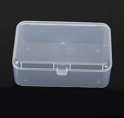 AKOAK Clear Polypropylene Rectangle Mini Storage Containers Box with Hinged Lid for Accessories,Crafts,Learning Supplies,Screws,Drills,Battery,Pack of 4 (3.46" x 2.24" x 1.18") - size: 3.46" x 2.24" x 1.18"