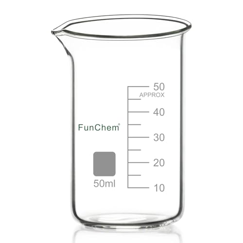 FunChem Borosilicate Glass Beaker, 1-Pack Graduated Tall Beaker with Pouring Spout, 50 ml - size: 50 ml