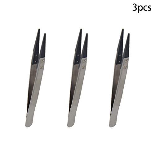 Utoolmart 3 pcs ESD-00 Precision Anti-Static Carbon Fiber Tweezers Stainless Steel Tweezers for Craft Jewelry Electronics - color: 3pcs, size: ESD-00