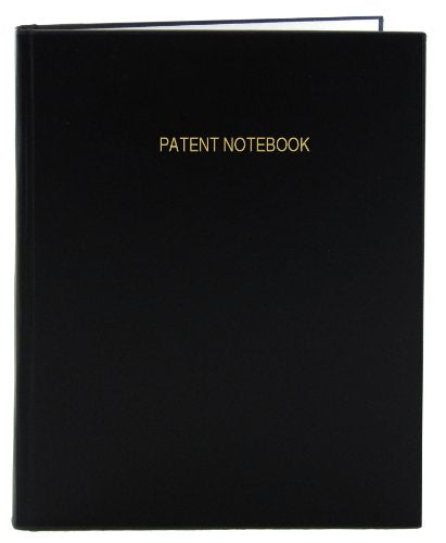 BookFactory Black Patent Notebook (0.25" Grid), Hardbound, 96 Pages - color: Black Imitation Leather, size: 8.875" x 11.25" - 96 pg