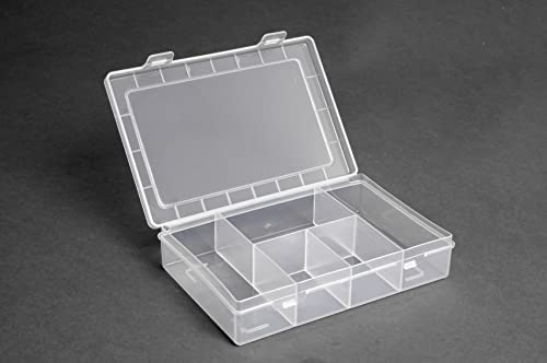 hünersdorff PP-Eco Mini Assortment Box with 5 Compartments, Sturdy Sorting Box for Screws and Other Small Parts, Fixed Compartments, Transparent