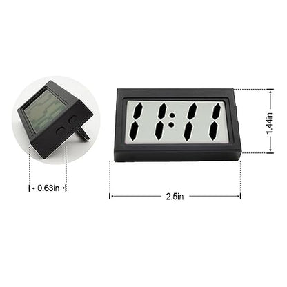 Shudyear Small Digital Clock， with Jumbo LCD Time & Day Display，Mini Automotive Small Digital Clock Battery Operated for Desktop Nightstand Pocket Car Truck Dashboard & Air Vent (1, Black) - color: Black